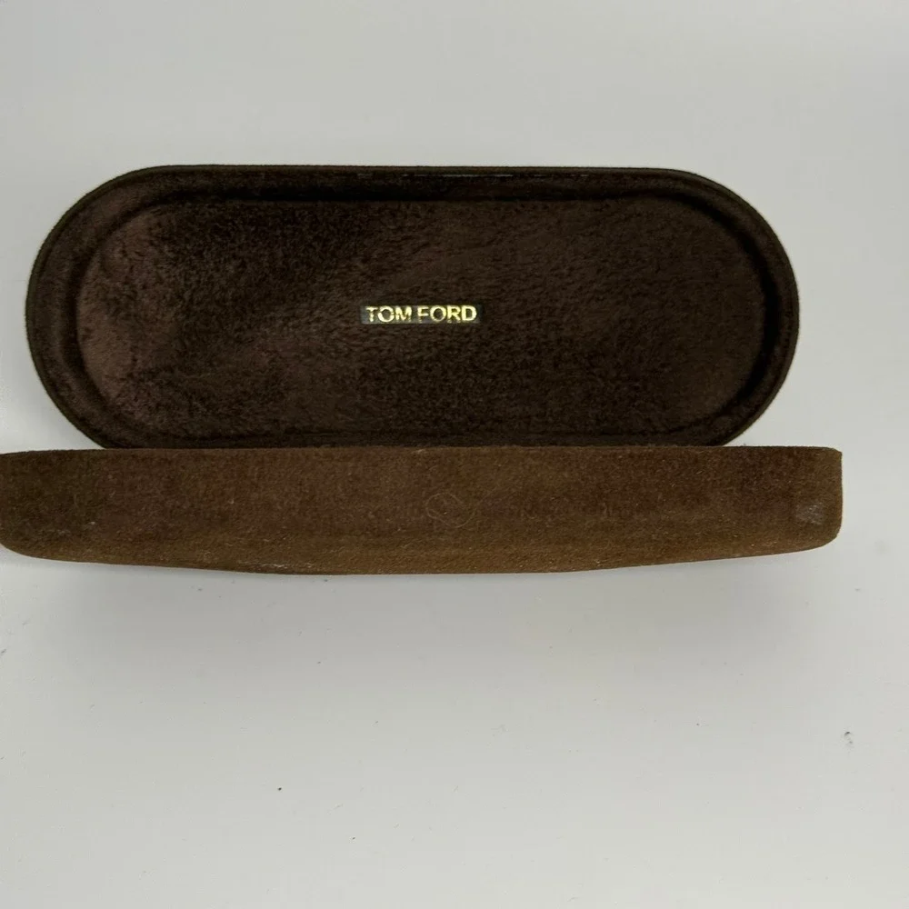 Tom Ford Brown Velvet Hard Sunglasses Case Gold Logo Eyewear Protector Luxury